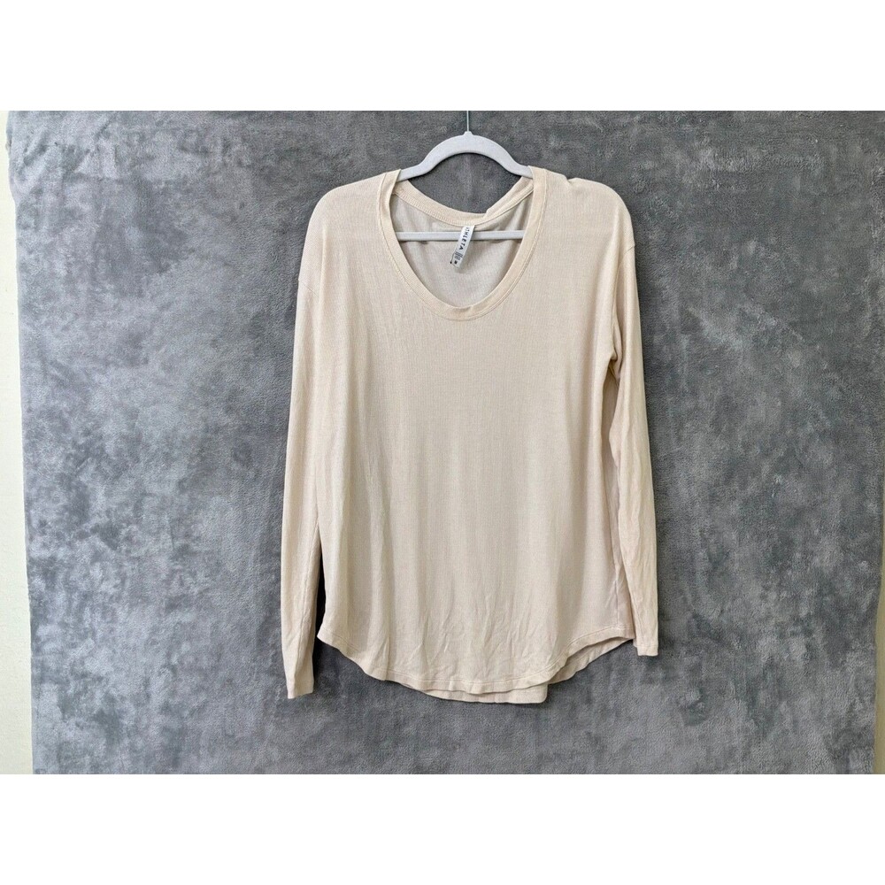 Athleta Shirt Women’s M Ivory Long Sleeve Modal Blend Stretch Lightweight Top